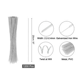 sourcing map 8 Inch Twist Ties, Metallic Twist Ties, Reusable Plastic Coated Twist Ties for Bakery, Candy Bags, Coffee Bags, Goodie Bags, 1200 Pack, Transparent
