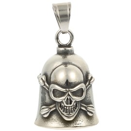TEHAUX Gothic Skull Pendant Decorative Bell Necklace for Men Vintage Polished Motorcycle Bell Jewelry Unique Craft Birthdays Distinctive Retro Style Accessory