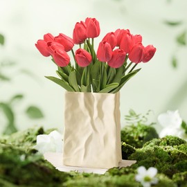 faucye 20pcs Tulips Artificial Flowers Fake Flowers for Decoration, Faux Flowers Tulips Real Touch Arrangement Bouquet for Wedding Home Office Party, Faux Flower Bulk Gift Idea for Mothers Day (Red)