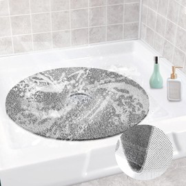 Shower Mat Non Slip, Round Shower Mat for Inside Shower, Non Slip Bathtub Mat, Fast Drying Bath Tub Mats, Loofah Mat for Shower Bathroom, Quick Drying, Resistant (Grey, 24 x 24 Inch)