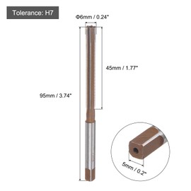QUARKZMAN Hand Reamer 6 mm H7 Metric Reamer Drill for Metal Wood Hole Reaming, Straight Grooves 9SiCr Alloy Steel Cutting Tool