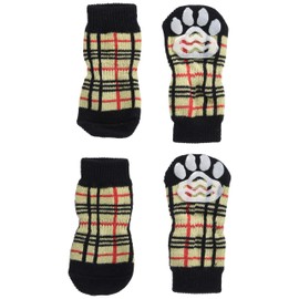 ranzyu (L 'Ange) Pet Socks 4 Pairs Set Check Beige