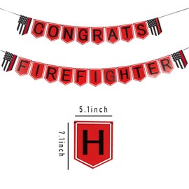 DodelyGz Fireman Theme Congrats Firefighter Banner, Firefighter Graduation, Retirement, Birthday Party Decoration Supplies