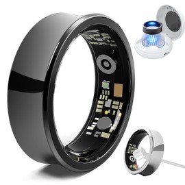 TZRSQL Health Tracker Smart Ring for Men Women, Sleep Tracker, Fitness Tracker with Heart Rate/Blood Pressure/Blood Oxygen Monitor.Temperature Monitor.IP68 Waterproof.No Subscription fee.（Black 9#）