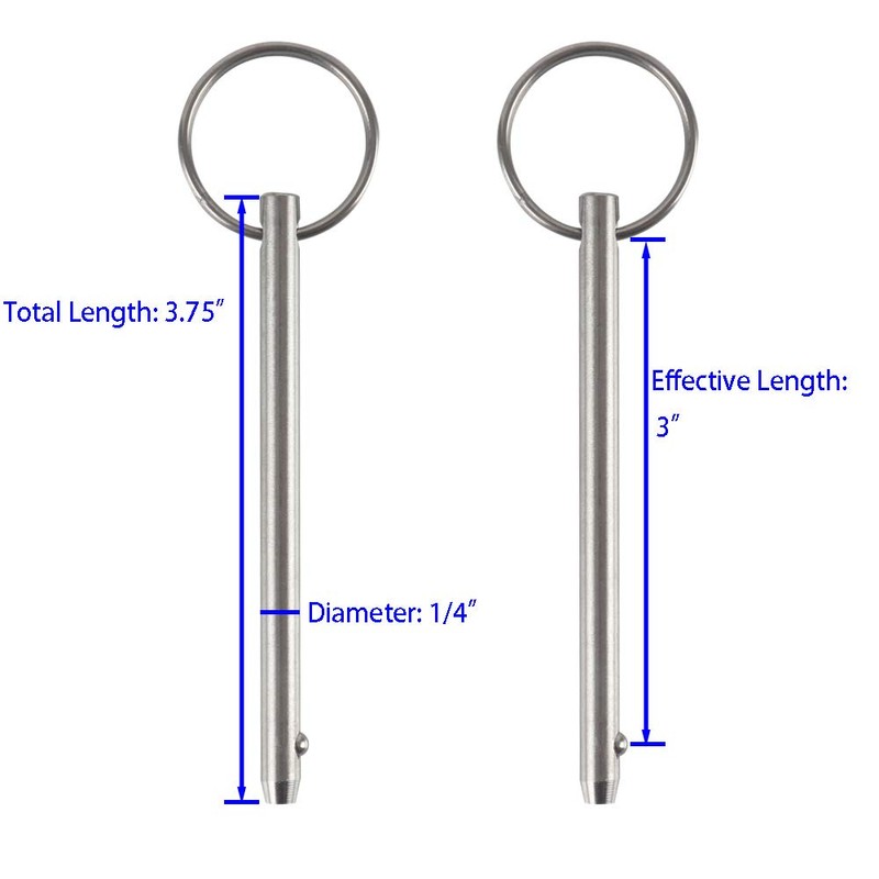 4 Pack Quick Release Pin, Diameter 1/4"(6.3mm), Overall Length 3.75"(95mm),