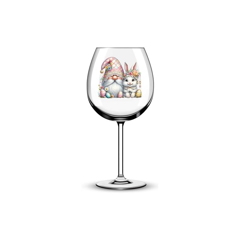 x12 Gnome Spring Easter Rabbit Glass Vinyl Decal Stickers Colour