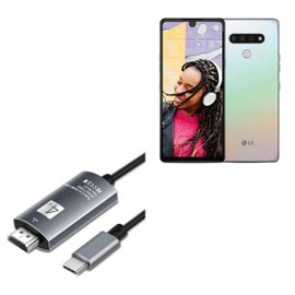 BoxWave Cable Compatible with LG Stylo 6 - SmartDisplay Cable - USB Type-C to HDMI (6 ft), USB C/HDMI Cable - Jet Black