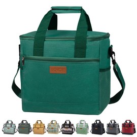 Iknoe Large Cooler Bag Collapsible 24 Can Insulated Bags Leakproof Lunch Cooler Tote with Multi-Pockets for Adult Insulated Thermal Bag for Beach, Picnic, Office Work(Blackish Green)