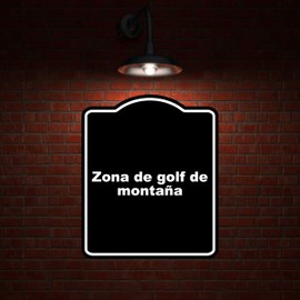 Zona de golf de montaña BLACK Aluminum Composite Sign 15 x 18 inches
