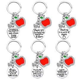 Waeceip 6PCs Teacher Gift for Women Keyring Thank You Gifts for Teacher Appreciation Teacher Gifts Key ring Nursery,Teaching Assistants, Nursery Teachers Birthday Jewellery