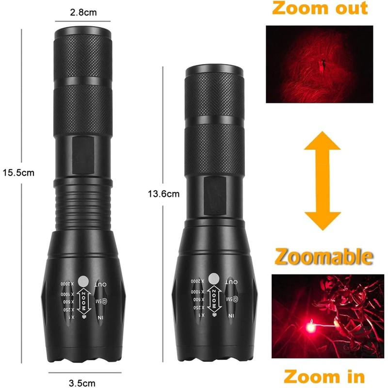 GRABOYY Red LED Flashlight One Mode 350 Yard Red Light