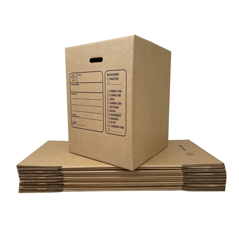 Uboxes Moving Boxes with Handles, 10 Premium Large, 18 x