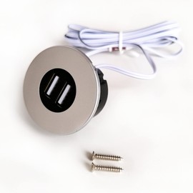 kalb Built-in USB Hub, Silver Grey, Socket for Smartphone, Tablet, E-Reader, Furniture Installation 12 V
