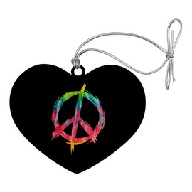 GRAPHICS & MORE Tie Dye Peace Sign Heart Love Wood Christmas Tree Holiday Ornament