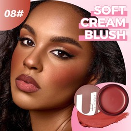 Ofanyia Cream Blush Stick, Unique Roating Design, Multi-Use Blush Stick for Lip and Cheek Tint, Lightweight, Easy to Blend Natural Cream Blusher, Velvet Matte Texture Blush Face Stick (08#)