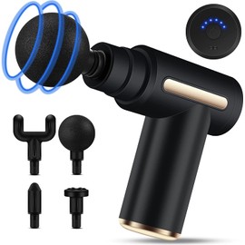 Uplayteck Mini Massage Gun, Muscle Massager, Portable, 35 DB, Ultra Quiet with 6 Speeds, 4 Massage Heads, USB C Charging Port, Massage Gun, Hand Massager for Leg, Neck, Shoulder