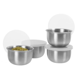 OGGI Set of 4 Stainless Pinch Bowls - 4 fl oz with Lids, Ideal Salt & Pepper Bowls, Mini Storage Bowls