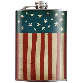 Old Glory American Flag, Independence Day Flask - 8oz Stainless Steel Flask - comes in a GIFT BOX - by Trixie & Milo