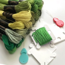 JSJSYO 30 Pieces Embroidery Thread Gradient Embroidery Floss Friendship Bracelets Floss String for Cross Stitch Project (Green)