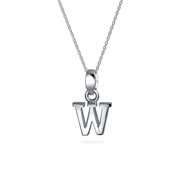 ABC Capital Block Letter Alphabet W Initial Pendant Necklace For