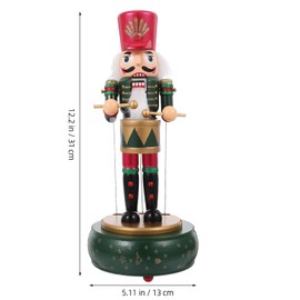Cabilock Wooden Nutcracker Soldier Music Box with Movable Mouth Hands Wood Christmas Nutcrackers Figurine Ornament Xmas Soldier Nutcracker Figures Puppet for Christmas Holiday