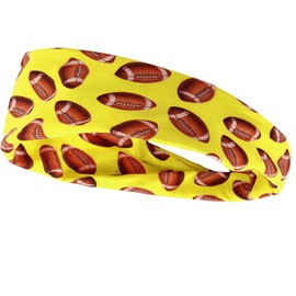 Vovii Women's Football Print Wide Headband Athletic Yellow Elastic Hair Band Sweat Wicking Head Wrap for Running Training Gym Workouts and Sports Enthusiasts