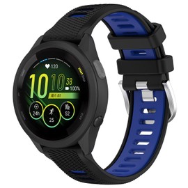 Nacorulu Compatible With Garmin Forerunner 245 Band Forerunner 55 Band, 20mm Replacement Band for Galaxy Watch 5/5 Pro Galaxy Watch 4 Vivoactive 3 Vivoactive 5 Band(Black Blue)