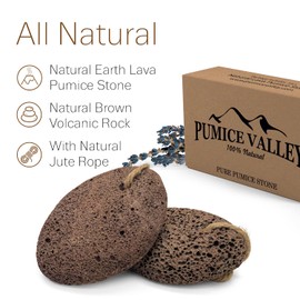 Pumice Stones for Feet - Natural Earth Lava Brown Pack of 2 - Callus Corn Remover for Feet Heels and Palm - Pedicure Exfoliation Tool - Dry Dead Skin Scrubber - Health Foot Care