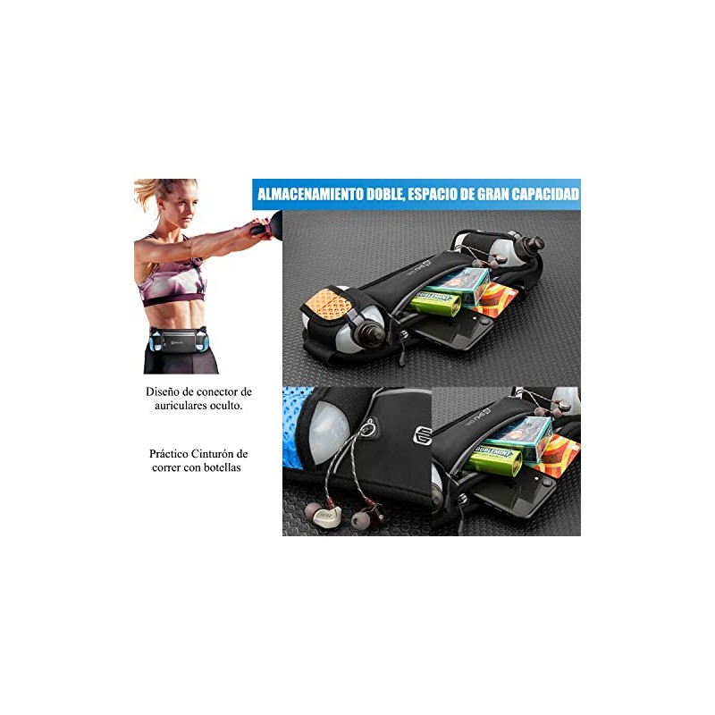 Cangurera Deportiva con 2 botellas de agua (2 x 280