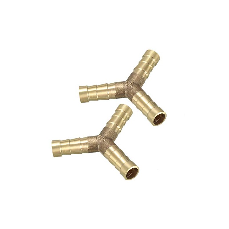 sourcing map 8mm Brass Barb Hose Fitting Tee Y-Shaped 3