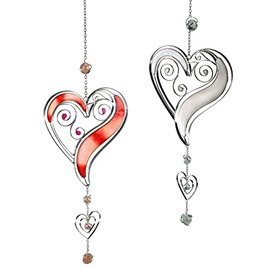 Formano Tiffany Window Hanging Heart Hanging Decorative Hanging Glass Picture Red or White