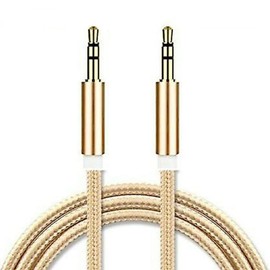 Headphone Aux Cable Audio Lead 3.5mm Jack to Jack Stereo PC Car Male- Male to Male Aux Cord, Stereo Headphone Jack Lead for Car, PC, Smartphone, Tablet -Black Aux Cable (Gold)