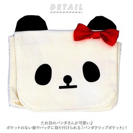 Twin Canvas Panda Clip Pocket B 15x12cm
