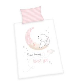 Herding Toddler Bedding Set, Little Bunny Reversible Motif, Duvet Cover 100 x 135 cm, Pillowcase 40 x 60 cm, Cotton/Renforcé