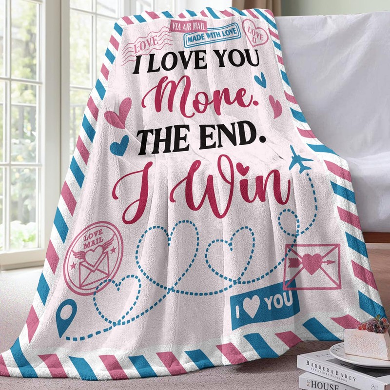 Zzkol Valentines Day Gifts Flannel Throw Blanket, I Love You