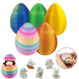 5PCs 3D Printed Surprise Eggs Fidget Toy,Easter Basket Stuffers for Kids,Easter Eggs Fillers,Easter Decorations for Home,Easter Bunny Decorations Toys,Easter Party Favors,Prize Toys for Classroom