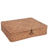 Moosky Flat Wicker Shelf Baskets with Lid, Handwoven Seagrass Basket