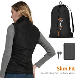 FERNIDA Women's Heated Vest with Battery Pack, Lightweight Heated Vest Jacket Electric 8 Heat Zones Clothing, Large