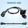 Nilight 7 Way Trailer Plug Socket Extension Cable 3FT Long