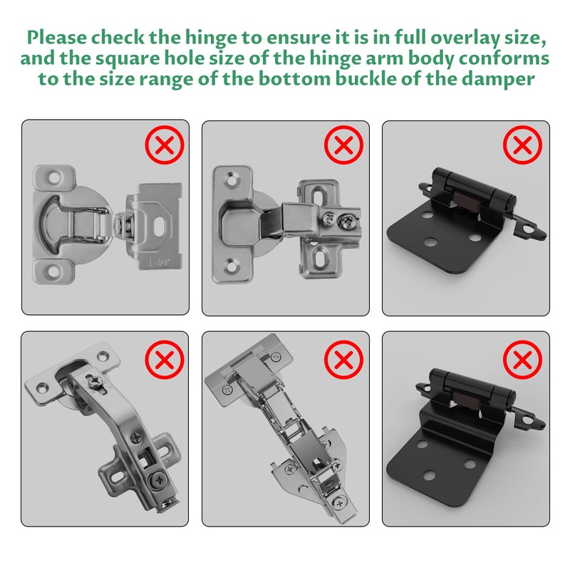 Cabinet Hinge Damper(Pack of 5),Straight Arm Full Overlay Hinge for