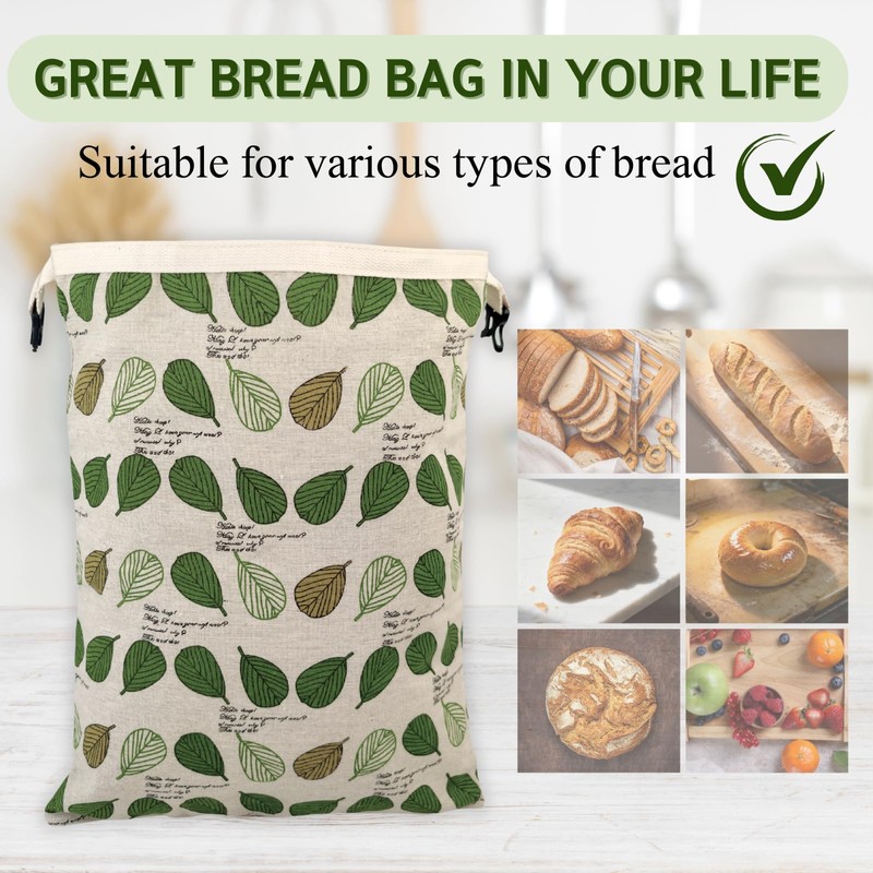 2 Pack Beeswax Bread Bags for Homemade Bread with Zipper,