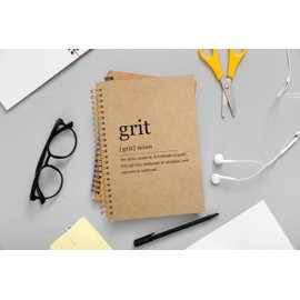 Ecezatik Inspirational Spiral Notebook,Inspirational Journal,Inspirational Journal for Women Men Writing,Grit Spiral Notebook 8.3×5.5 Inch Kraft Paper