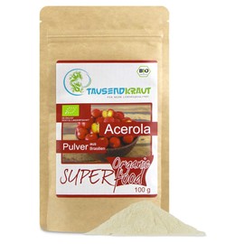 Acerola Powder Organic (100 g) Superfood [with Organic Cassava, Lots of Vitamin C] Thousandwort