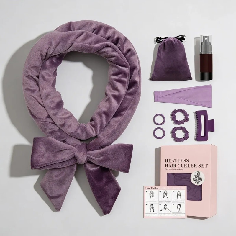 9 Pzs Curly Ondas En Cabello Calor Tubo Con Scrun