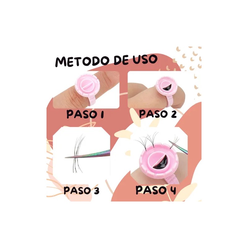 200 Anillo Para Pegamento Pestaas Soporte Ajustable Set F Surtidos