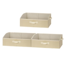 StorageWorks Closet Storage Bins, Trapezoid Organizer Box for Shelves, Fabric Clothes Bin, Foldable Organizing Baskets with Handles, Jumbo, Light Brown, 3-Pack