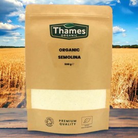Organic Semolina - No Additives, No Preservatives, Certified Organic, Raw, Vegan, GMO Free - Perfect for Baking and Cooking - High Protein - Thames Organic 1kg