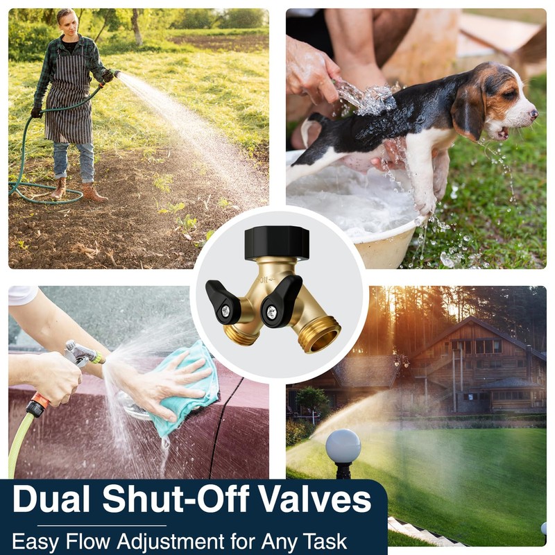 DBR Tech® Heavy Duty 2 Way Hose Splitter (Premium Brass