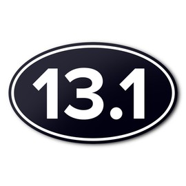 Anti-UV Vinyl Car Bumper Stickers for Running, Marathons, Ultras, Triathlons, Cycling - Black - 13.1 Half Marathon