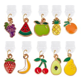 OLYCRAFT 10Pcs Type-C Dust Plug Charm 1~1.2 Inch Phone Anti-Dust Plugs with Alloy Enamel Fruit Pendants Mobile Dustproof Plugs Moth USB C Port Caps Protector Pendants for Most Type-C USB Cell Phone